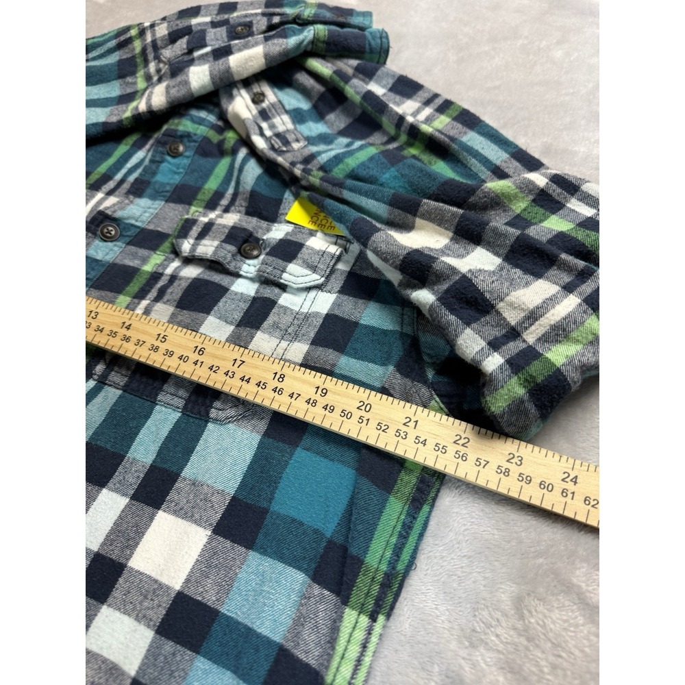 Aéropostale Men's M Regular Blue/Green/White Plaid Flannel Button-Up Pockets - Picture 5 of 6
